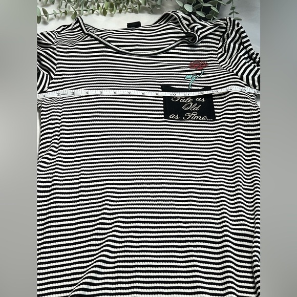 Disney Tale as Old As Time Black White Striped Sleep Dress Large - Picture 7 of 8